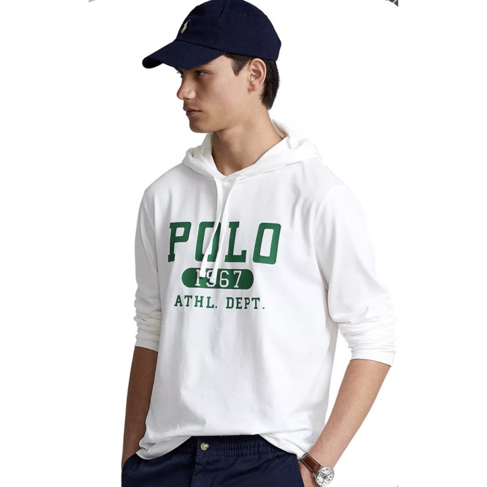 Polo Ralph Lauren Hoodie 2XL White Green 1967 Athl Dept Graphic Tee Gorpcore